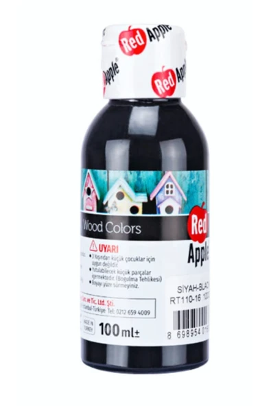 Red Apple Rt110-12 Ahşap Boya 100 ml Siyah ürün görseli 1
