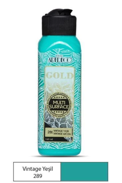 Artdeco lisans kırtasiye Gold Multi Surface Akrilik Boya 140 ml. 289 Vıntage Yeşil ürün görseli 1