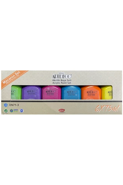 Artdeco lisans kırtasiye Akrilik Boya 6x75 ml Set Makaron Renkler Lv-y-070ı-as7 ürün görseli 1