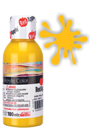 Red Apple Akrilik Boya Sarı (YELLOW)100 Ml. Doğadan Ilham Alan Renkler. ürün görseli 1