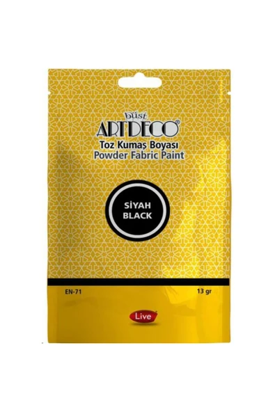 Artdeco lisans kırtasiye Toz Kumaş Boyası Siyah 13 gr ürün görseli 1