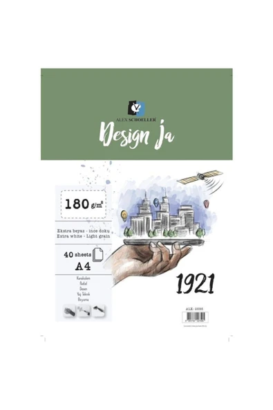 Alex Schoeller Design Ja 1921 Ekstra White Ince Dokulu 180g 40 Yp Blok A4 ürün görseli 1