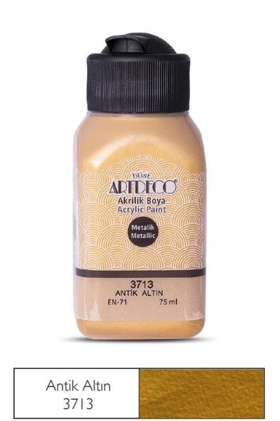 Artdeco lisans kırtasiye Metalik Akrilik Boya 75ml Antik Altın 3713 ürün görseli 1