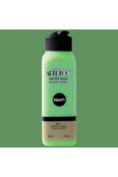 Artdeco lisans kırtasiye Akrilik Boya 140ml Neon Yeşil 950 ürün görseli 1