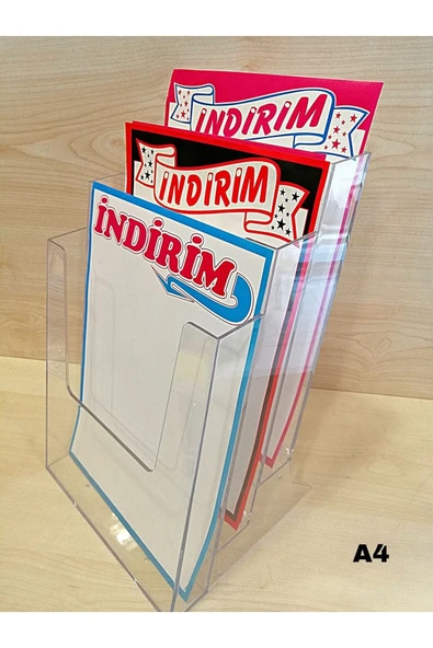 Kampus Kırtasiyem 3lü Masaüstü Broşürlük A4 Boyutunda, Broşür Kutusu 3 Katlı 3lü Mika Şeffaff 3 Gözlü - Resim 6