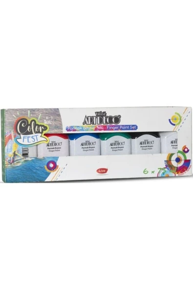 Artdeco lisans kırtasiye Parmak Boyası Seti 6x75ml Temel Renkler Lv-y-1181-as1 - Resim 2