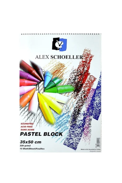 Alex Schoeller Pastel Block 15 Yp 35x50 220 gr Spiralli Alx-851 Fon Kartonu ürün görseli 1