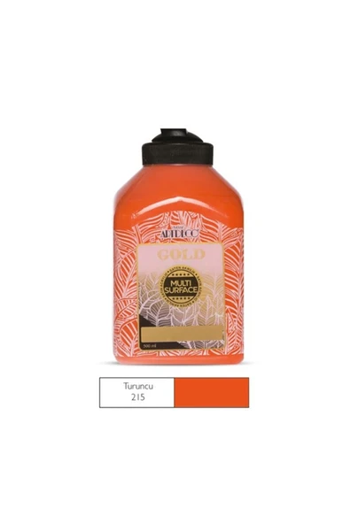 Artdeco lisans kırtasiye Gold Multi Surface Akrilik Boya 500 Ml. 215 Turuncu ürün görseli 1