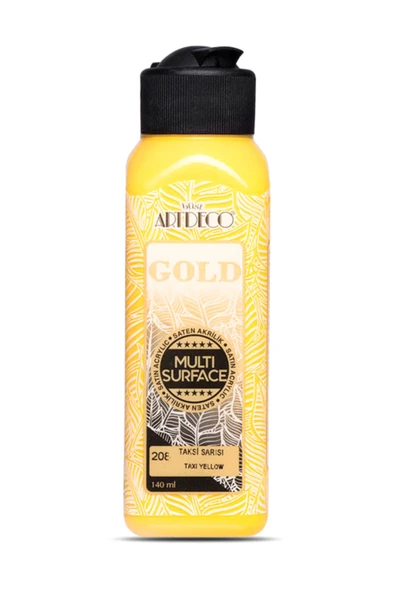 Artdeco lisans kırtasiye Gold Multi Surface Akrilik Boya 140 ml. 208 TAKSİ SARISI - Resim 2