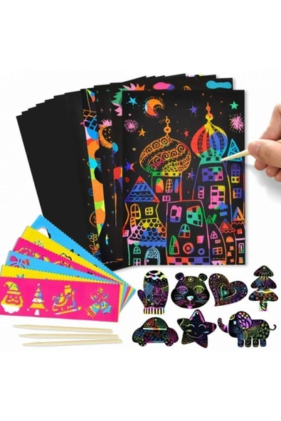 Südor Rainbow Sihirli Gökkuşağı Kazımalı Kağıt Siyah Kağıt 10xa4 852RSERI ürün görseli