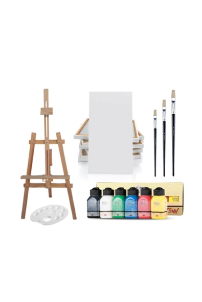 Artdeco lisans kırtasiye Çocuklar Için Akrilik Boya Seti + 120 Cm Şövale + 35x50 Tuval ürün görseli 1