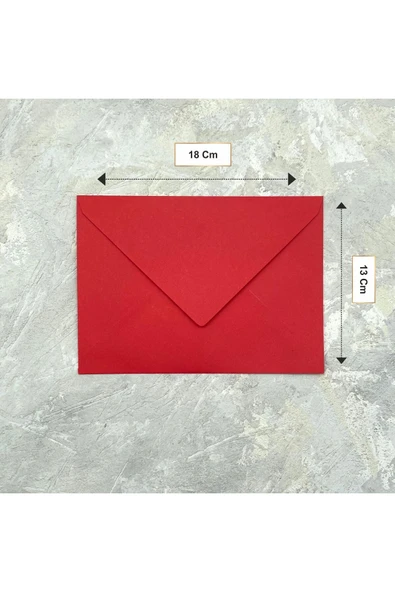 Kampüs Kırtasiyem 50 Adet Davetiye Kartpostal Mektup Zarfı (13x18 Cm) - Kırmızı Renk - Resim 2