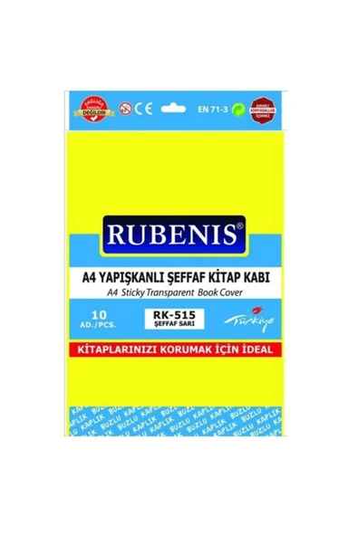 Rubenis Şeffaf Sarı A4 Yapışkanlı Buzlu Kitap Kabı *10 ürün görseli 1