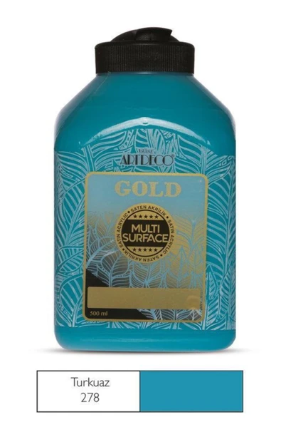 Artdeco lisans kırtasiye Gold Multi Surface Akrilik Boya 500 ml. 278 TURKUAZ ürün görseli 1