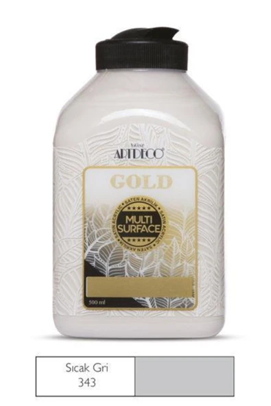 Artdeco lisans kırtasiye Gold Multi Surface Akrilik Boya 500 ml. 343 SICAK GRİ ürün görseli 1