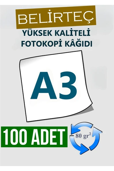 Kampüs Kırtasiyem Yüksek Kaliteli A3 Fotokopi Kağıdı 100 Adet - Resim 3