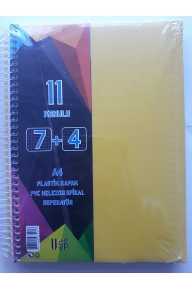 UMUT DEFTER U-deep A4 Büyük Boy 275 Yaprak Ayraçlı Spiralli Plastik Kapaklı 7 Kareli + 4 Çizgili Defter ürün görseli 1