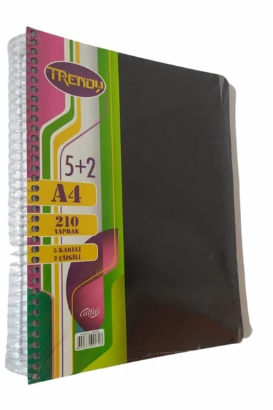 ALFA DEFTER Trend Defter. 210 Yp. 5+2. Pp Kapak. A4. Spiralli. ürün görseli 1