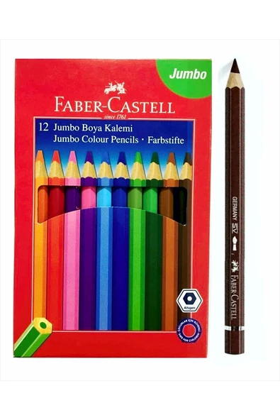 Faber Castell L - Jumbo Kuru Boya 12 Renk Tam Boy 951000 - Resim 5