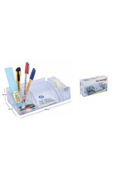 Ark kırtasiye 2043 Masa Üstü Kalemlik 8 Bölmeli Şeffaf Renk - Resim 3