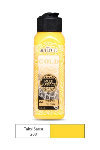 Artdeco lisans kırtasiye Gold Multi Surface Akrilik Boya 140 ml. 208 TAKSİ SARISI ürün görseli 1