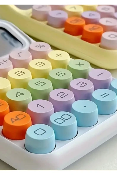 Sitarem Sanal İnternet Mağazacılığı Renkli  12 Hane Mekanik Hesap Makinası Büyük Ekranlı 4 Fonksiyonlu (SARI) - Resim 4