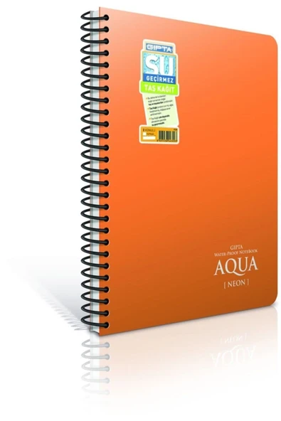 Gıpta Aqua Neon A4 Spiralli Pp Kapak Su Geçirmez Taş Kağıt Defter 100 Yaprak Çizgili (2 Li Paket) ürün görseli 1