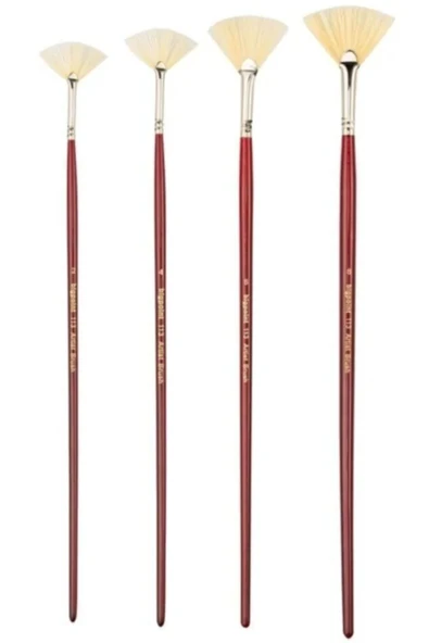 Südor Martol Bordo/altın Ahşap Uzun Saplı Beyaz Yelpaze Kıl Fırça Seti 2-4-6-8 Numara 4 Adet ürün görseli