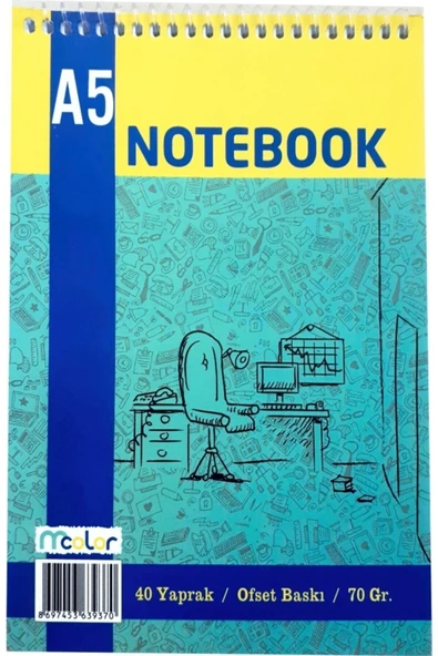 mcolor A5 Üstten Spiralli Not Defteri Ofset Kareli 5adet ürün görseli
