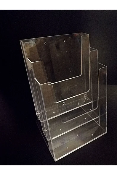 Kampus Kırtasiyem 3lü Masaüstü Broşürlük A4 Boyutunda, Broşür Kutusu 3 Katlı 3lü Mika Şeffaff 3 Gözlü - Resim 3