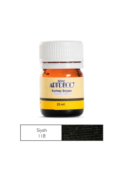 Artdeco lisans kırtasiye 25 ml Siyah Kumaş Boyası 118 ürün görseli 1
