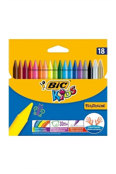 Bic Kırtasiye Kids Plastidecor 18'li Silinebilir Mum Pastel Boya / 8297714 ürün görseli 1