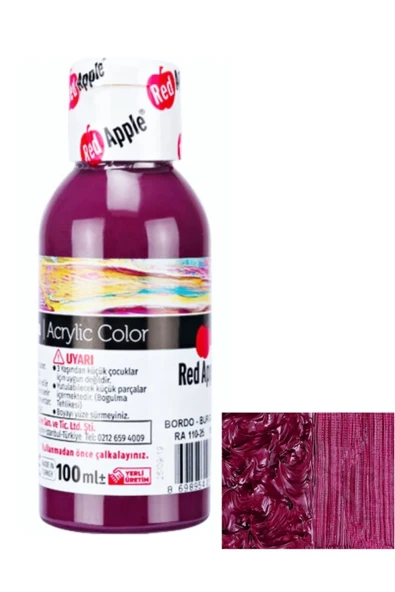 Red Apple Akrilik Boya 100 ml Bordo Renk Doğadan Ilham Alan Renkler. ürün görseli 1