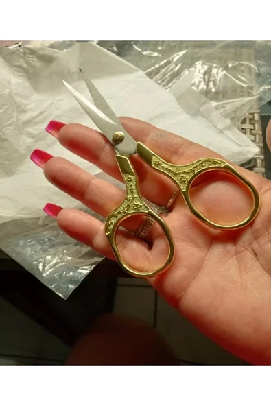 Kampus Kirtasiyem Söz / Nişan Makası Altın Renk Kurdale Makası Açılış Özel Gün Makası Gold Renk Dikiş Nakış Makası - Resim 2