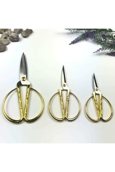 Kampus Kırtasiyem Gold Kalp Desenli Geniş Saplı Makas Ithal Küçük Lüks Makas Modelleri Söz Nişan Kurdele Makası – Mak - Resim 4