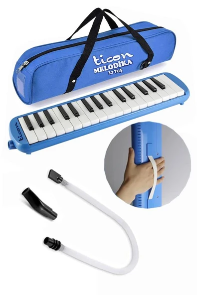 Gülpaş Kırtasiye Melodika 32 Tuşlu Mavi Bez Çantalı 1 Adet Müzik Defteri A4 Plastik Kapak 40 Yaprak Spralli 1 Adet Ho - Resim 2