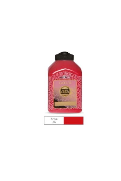 Artdeco lisans kırtasiye Gold Multi Surface Akrilik Boya 500 Ml. 220 Kırmızı - Resim 3