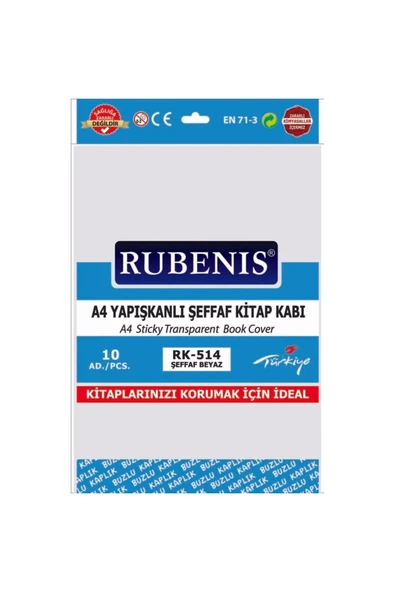 Rubenis A4 Yapışkanlı Buzlu Şeffaf Kitap Kabı Beyaz ürün görseli 1