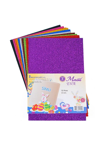 Masis A4 Simli Eva 10'lu Paket Karışık 10 Farklı Renk ürün görseli 1
