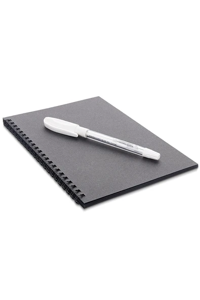 Four Kids Siyah Yapraklı Defter Spiralli 14x20 20 Yaprak 40 Sayfa Beyaz Jel Kalem - Resim 2