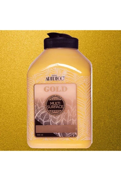 Artdeco lisans kırtasiye Gold : Multi-surface Metalik Akrilik Boya : 500 Ml : Altın - Resim 2