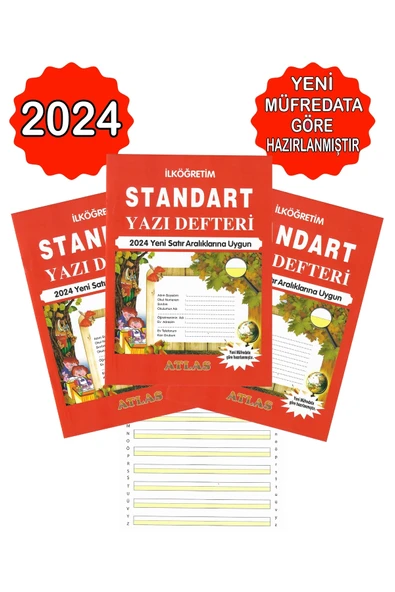 Atlas Ilköğretim 2024 Yeni Satır Aralıklarına Uygun Standart Yazı Defteri 10 Adet - Resim 5