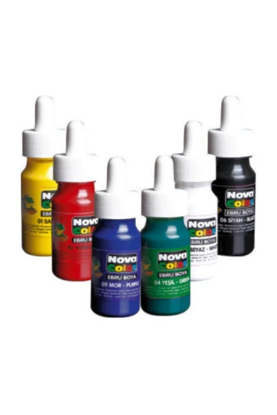 Nova Color Ebru Boyası 6 Renk x 30 ml. Damlalıklı Şişe - Resim 5