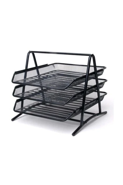 Kampus Kırtasiyem 3 Lü Fileli Metal Evrak Rafı Siyah ( Kırtasiye) ürün görseli