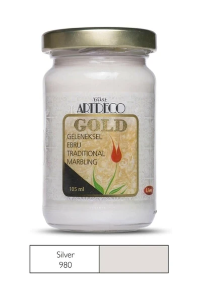 Artdeco lisans kırtasiye Gold Geleneksel Ebru Boyası Gümüş Metalik ürün görseli 1