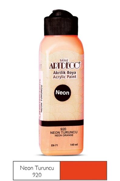 Artdeco lisans kırtasiye Neon Turuncu Akrilik Boya 140 Ml. Yeni Seri ürün görseli 1