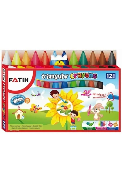 Fatih Kırtasiye Üçgen Mum Boya 12'li Jumbo Triangular Polimer Crayons - Resim 4