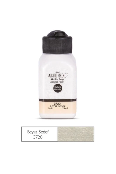 Artdeco lisans kırtasiye METALİK AKRİLİK BOYA 75 ML. BEYAZ ürün görseli 1