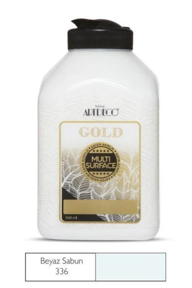 Artdeco lisans kırtasiye Gold Multi Surface Akrilik Boya 500 ml. 336 BEYAZ SABUN ürün görseli 1