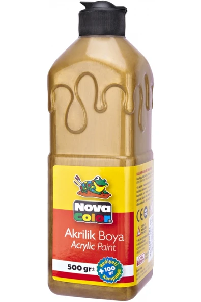 Nova Color Altın Akrilik Boya 500 gr 1 Adet Su Bazlı Akrilik Boyası Hobi Sanatsal Boy Tuval Ahşap Metal ürün görseli 1
